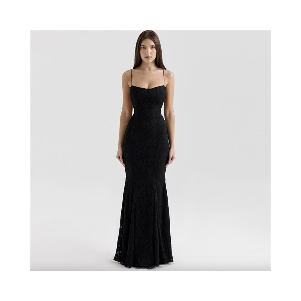 WEIRD PUSS French Style Super Immortal Romantic Tea Break Manor Mesh Lightweight Perspective Hook Flower Strap Dress