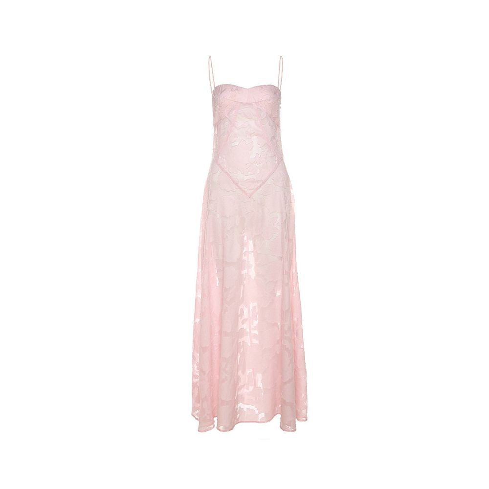 WEIRD PUSS French Style Super Immortal Romantic Tea Break Manor Mesh Lightweight Perspective Hook Flower Strap Dress