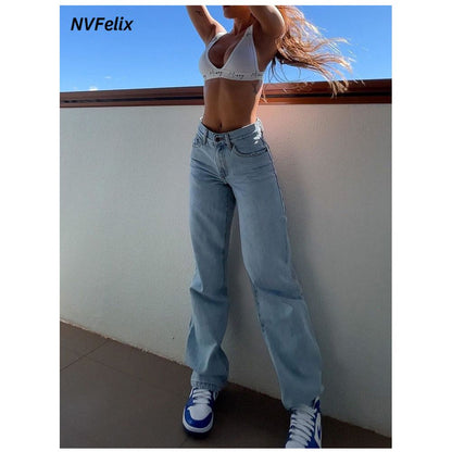 Wildgirl European and American spicy girl style new street casual high waist loose fit ripped hole slim fit waist cinching fashionable jeans for women image 1