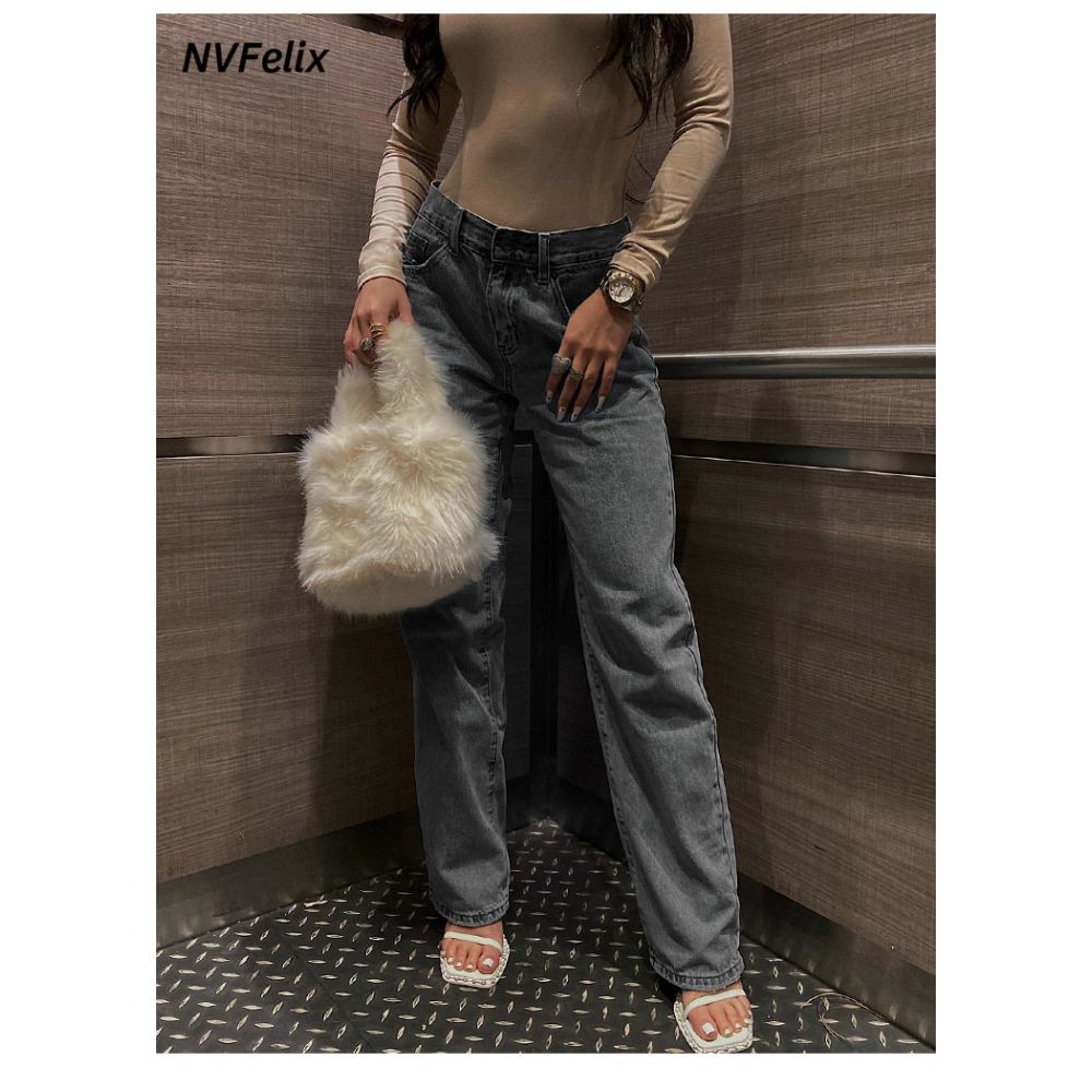 Wildgirl European and American spicy girl style new street casual high waist loose fit ripped hole slim fit waist cinching fashionable jeans for women image 4