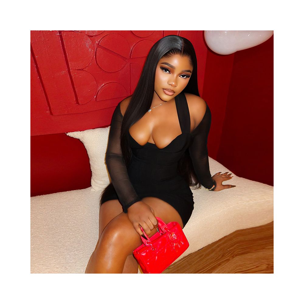 European and American style cross border solid color slim fit women s sexy patchwork elegant hip hugging skirt with mesh long sleeves short dress image 0