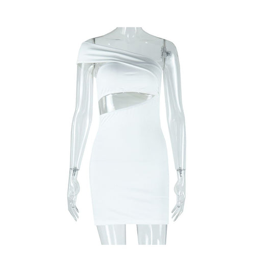 European and American style ins style foreign trade women s fashion solid color dress sexy off shoulder sleeveless bodycon short skirt