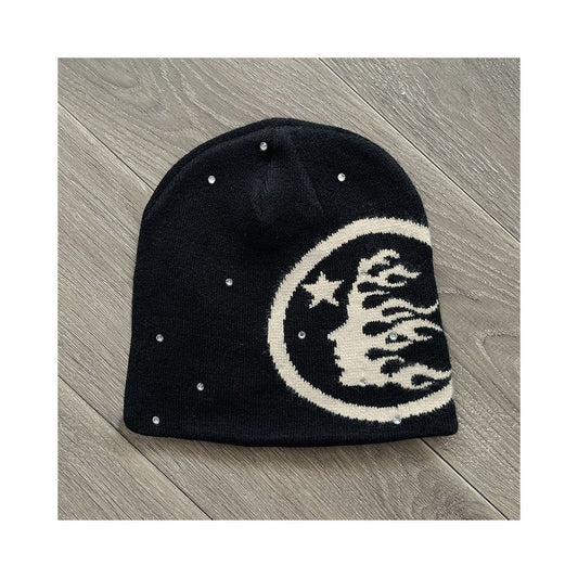 Hellstar Studios logo Sports Flame Beanie knitted casual yarn cold hat