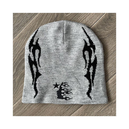 Hellstar Studios logo Sports Flame Beanie knitted casual yarn cold hat