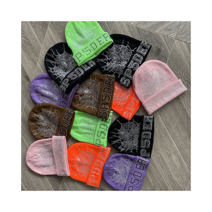 Sp5der worldwide 555555 unisex rhinestone knitted yarn cold hat image 1