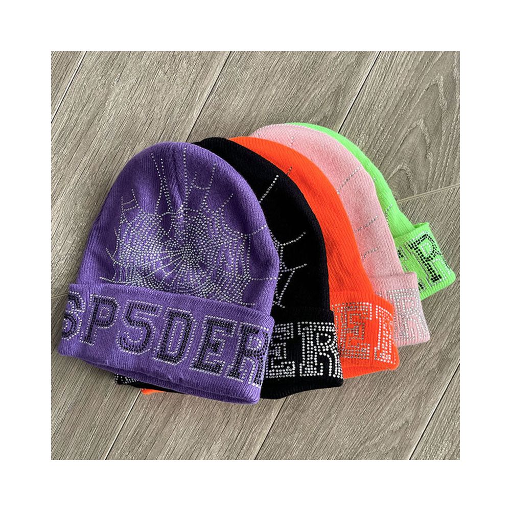 Sp5der worldwide 555555 unisex rhinestone knitted yarn cold hat image 2