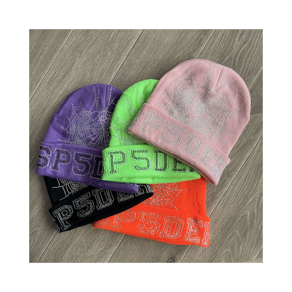 Sp5der worldwide 555555 unisex rhinestone knitted yarn cold hat image 3