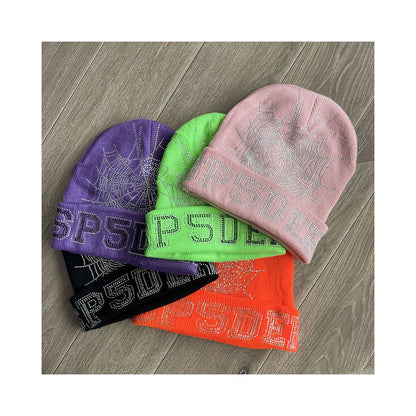 Sp5der worldwide 555555 unisex rhinestone knitted yarn cold hat image 3
