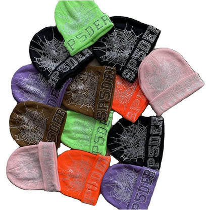 Sp5der worldwide 555555 unisex rhinestone knitted yarn cold hat image 5