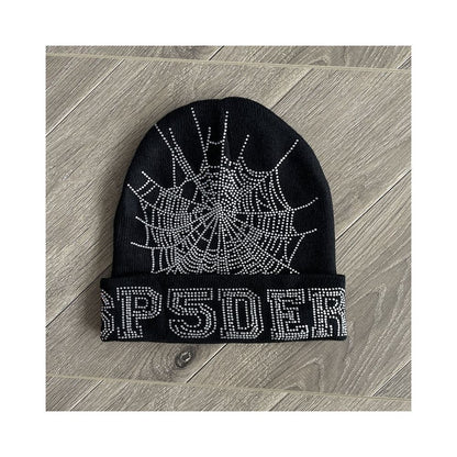 Sp5der worldwide 555555 unisex rhinestone knitted yarn cold hat