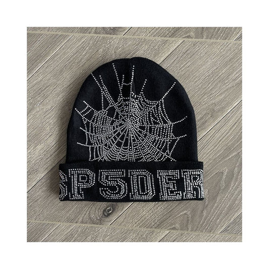 Sp5der worldwide 555555 unisex rhinestone knitted yarn cold hat