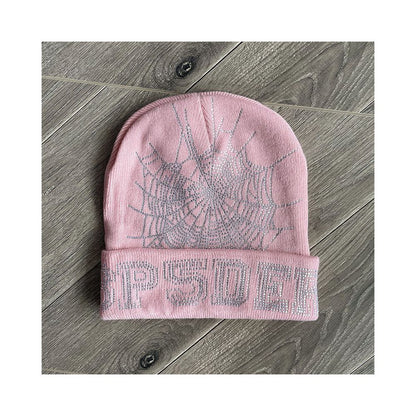 Sp5der worldwide 555555 unisex rhinestone knitted yarn cold hat