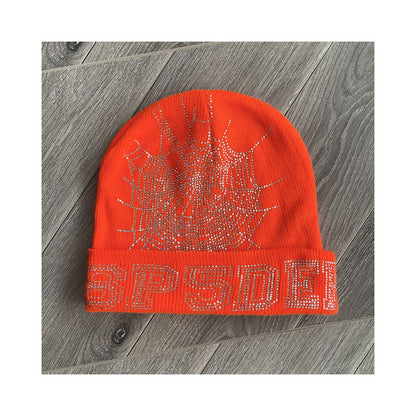 Sp5der worldwide 555555 unisex rhinestone knitted yarn cold hat