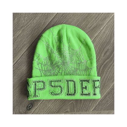 Sp5der worldwide 555555 unisex rhinestone knitted yarn cold hat