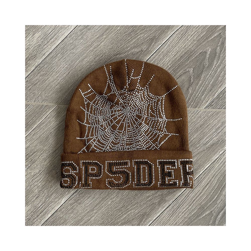 Sp5der worldwide 555555 unisex rhinestone knitted yarn cold hat