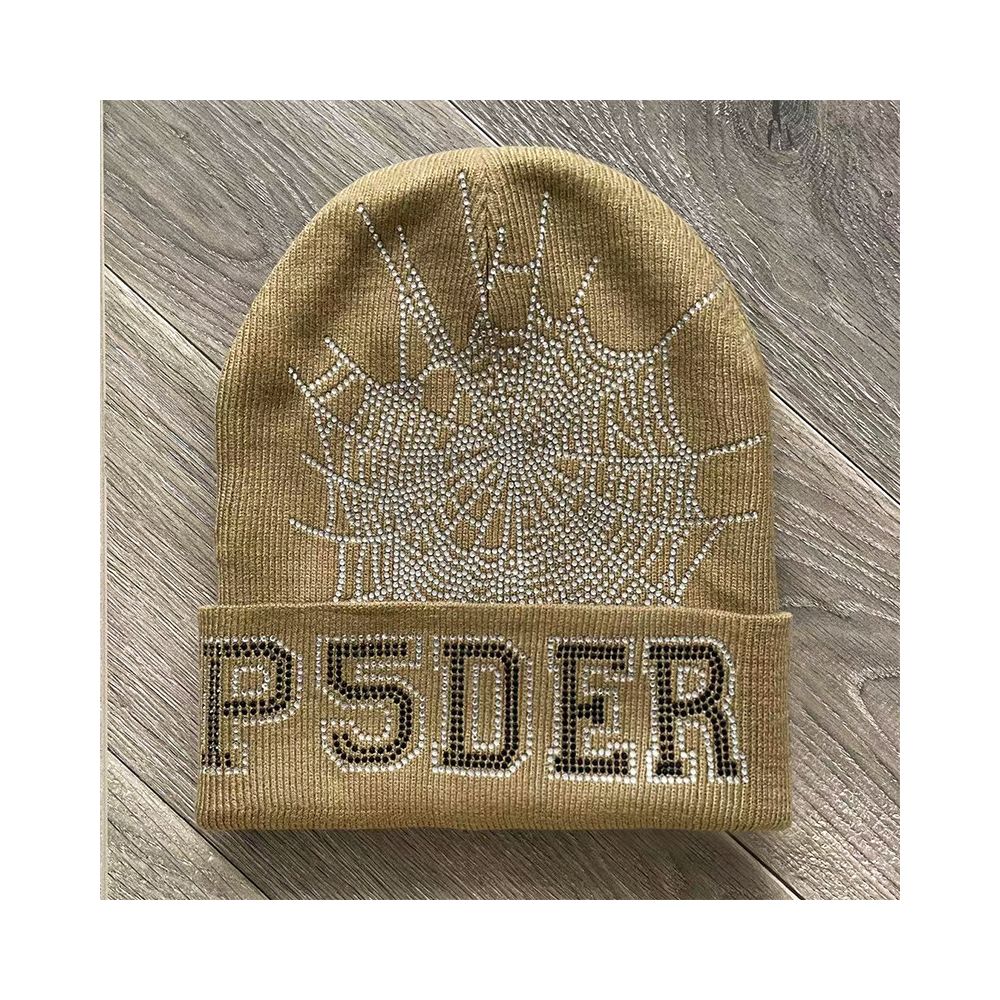 Sp5der worldwide 555555 unisex rhinestone knitted yarn cold hat