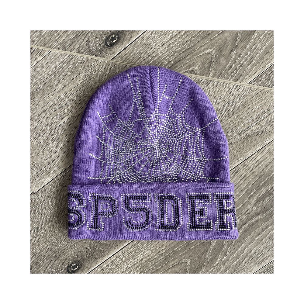 Sp5der worldwide 555555 unisex rhinestone knitted yarn cold hat