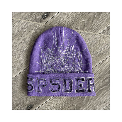 Sp5der worldwide 555555 unisex rhinestone knitted yarn cold hat