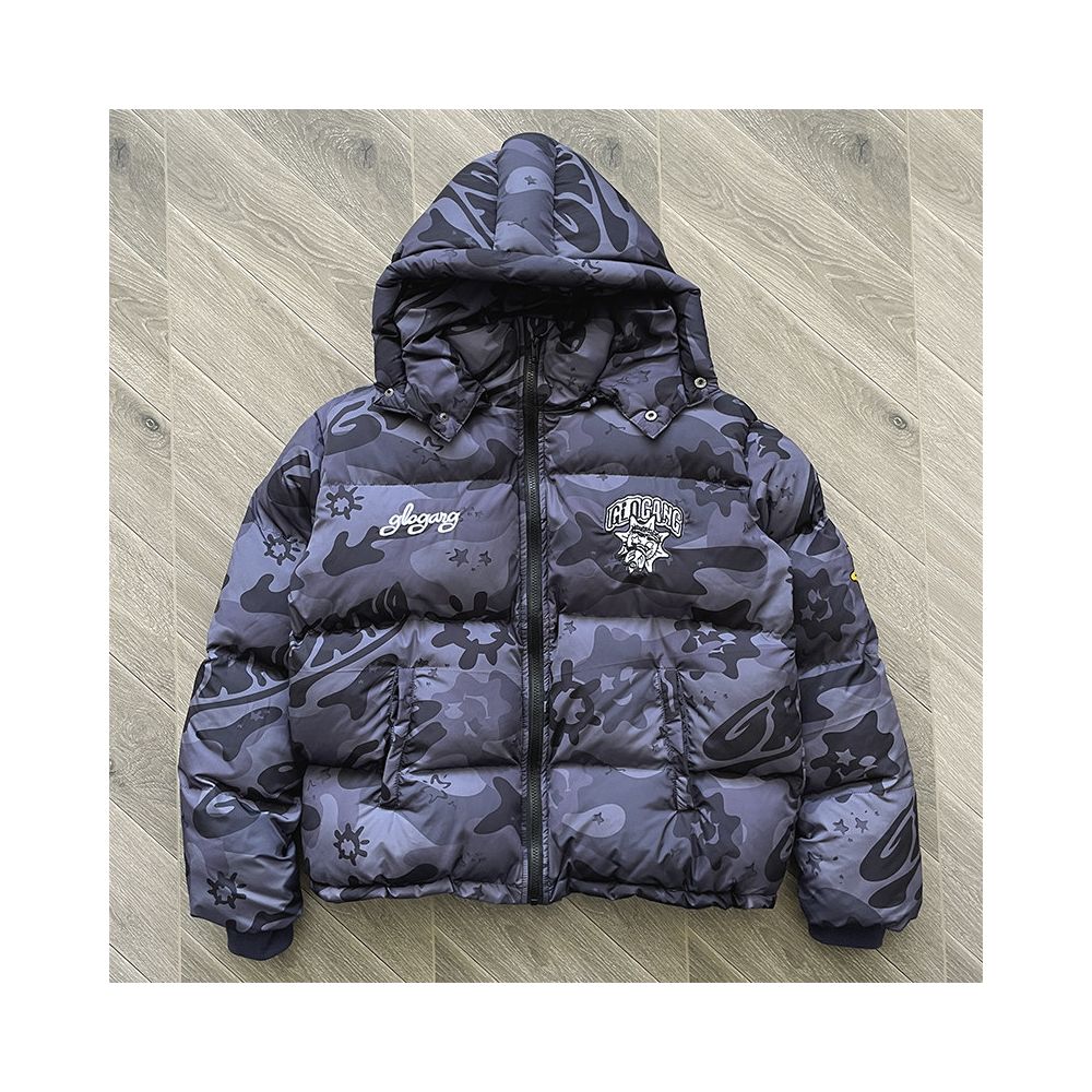 GLO GANG vest jacket embroidery craft camouflage jacket cotton coat jacket hat detachable image 3
