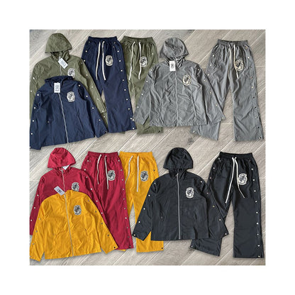 SAINT VANITY Embroidered Buckle Sports Style Casual Windbreaker Coat Pants Set image 1