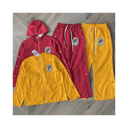 SAINT VANITY Embroidered Buckle Sports Style Casual Windbreaker Coat Pants Set image 3
