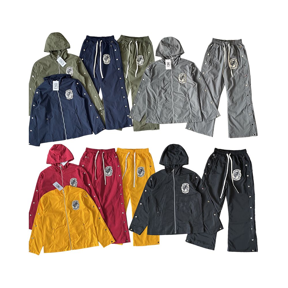 SAINT VANITY Embroidered Buckle Sports Style Casual Windbreaker Coat Pants Set image 5