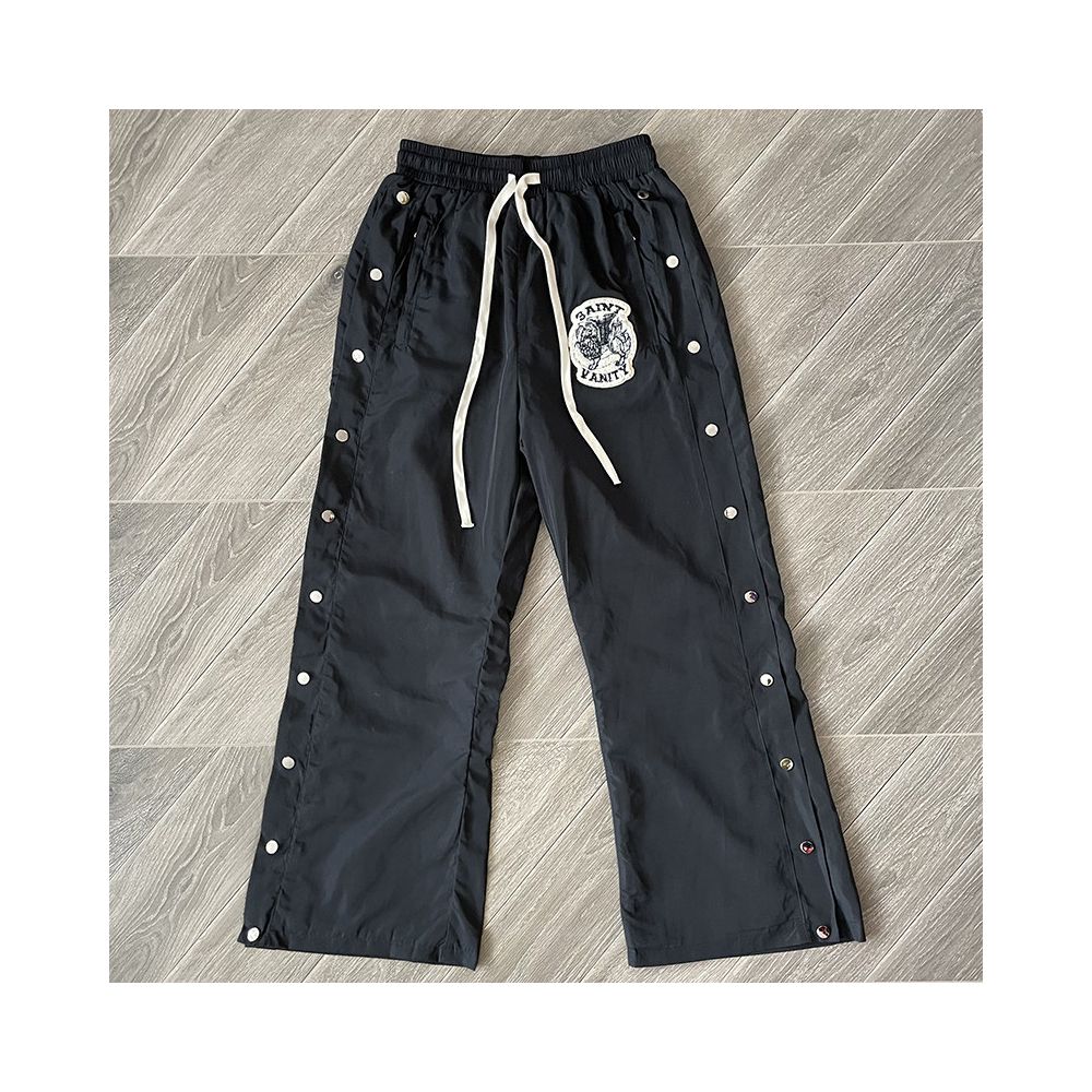 SAINT VANITY Embroidered Buckle Sports Style Casual Windbreaker Coat Pants Set