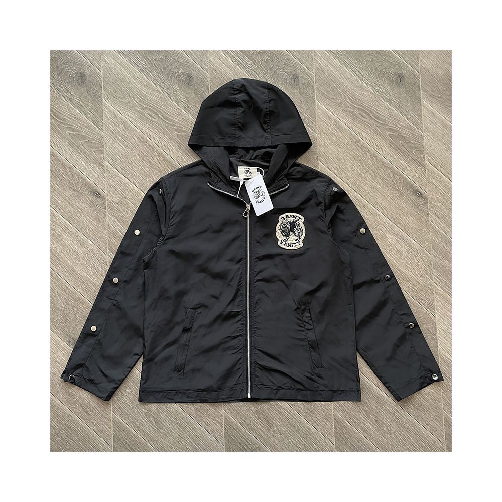 SAINT VANITY Embroidered Buckle Sports Style Casual Windbreaker Coat Pants Set