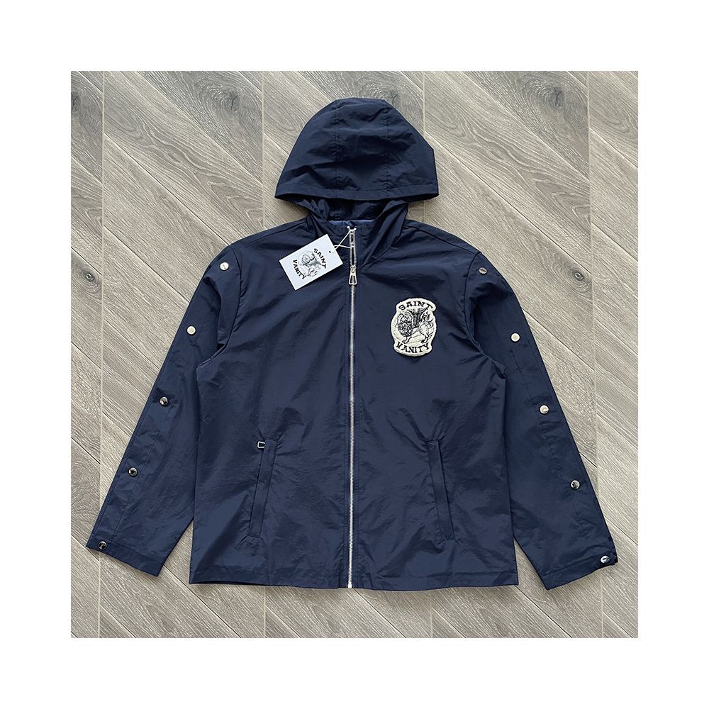 SAINT VANITY Embroidered Buckle Sports Style Casual Windbreaker Coat Pants Set