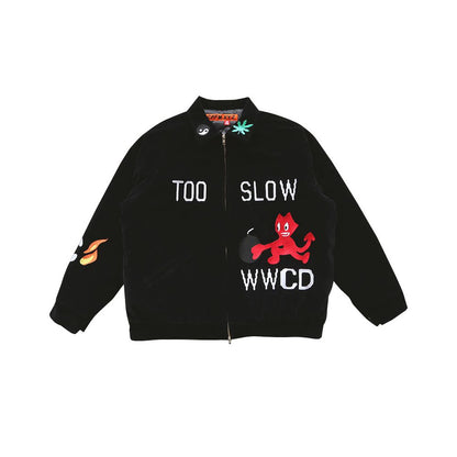 CPFM XYZ Commemorative Embroidered Short Stand up Collar Jacket Youthful and Popular Bright Embroidered Coat image 5