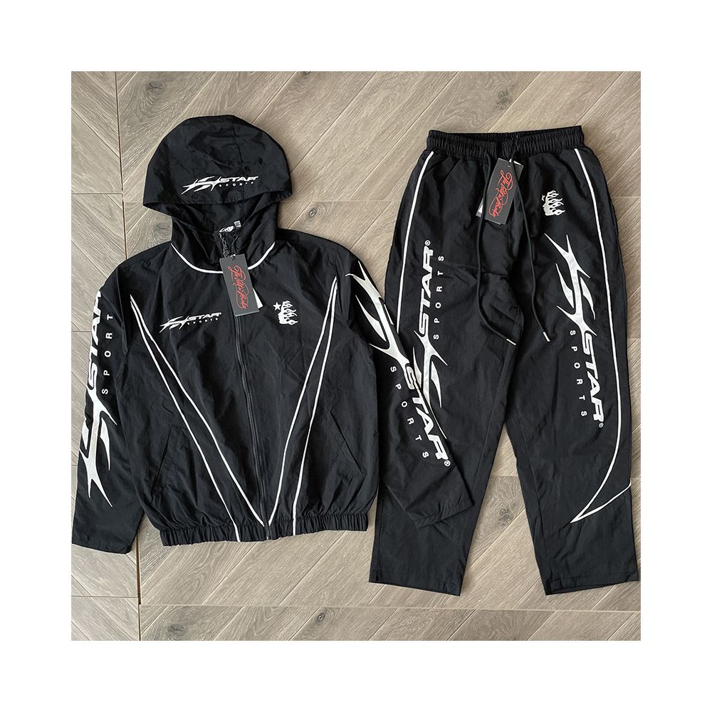 Hellstar Studios Sample Hoodie Splicing Color blocked Casual Windbreaker Sports Pants Coat image 1