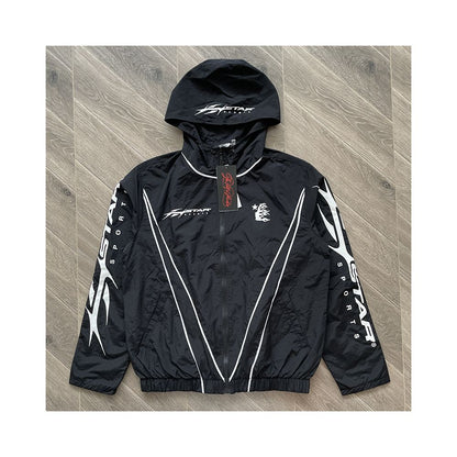 Hellstar Studios Sample Hoodie Splicing Color blocked Casual Windbreaker Sports Pants Coat image 2