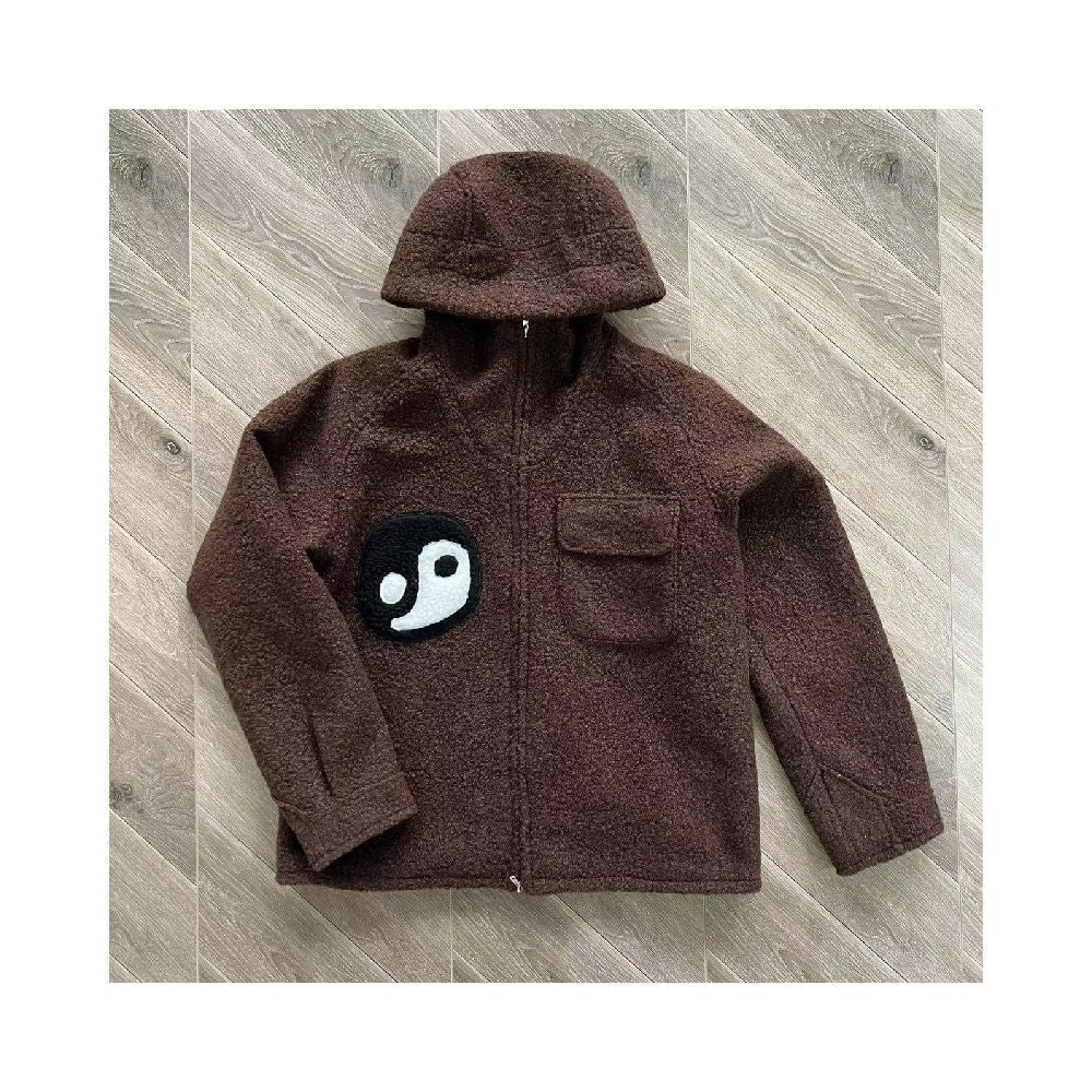 CPFM XYZ Fuzzy Balance Jacket with Tai Chi Embroidery Unisex Hooded Jacket