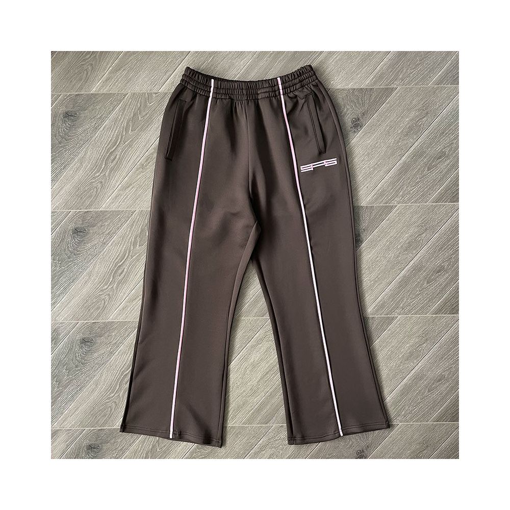 Sp5der Youth Embroidered Sports Jacket Dark Brown Half High Collar Zipper Jacket Black Long Sleeve Pants Sports Jacket image 4