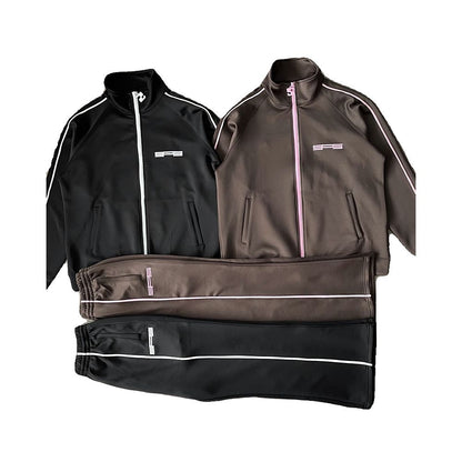 Sp5der Youth Embroidered Sports Jacket Dark Brown Half High Collar Zipper Jacket Black Long Sleeve Pants Sports Jacket image 5