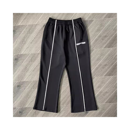Sp5der Youth Embroidered Sports Jacket Dark Brown Half High Collar Zipper Jacket Black Long Sleeve Pants Sports Jacket