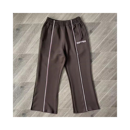 Sp5der Youth Embroidered Sports Jacket Dark Brown Half High Collar Zipper Jacket Black Long Sleeve Pants Sports Jacket