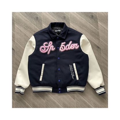 Sp5der worldwide 555555 Jacket European and American high street embroidered men s and women s jacket image 3
