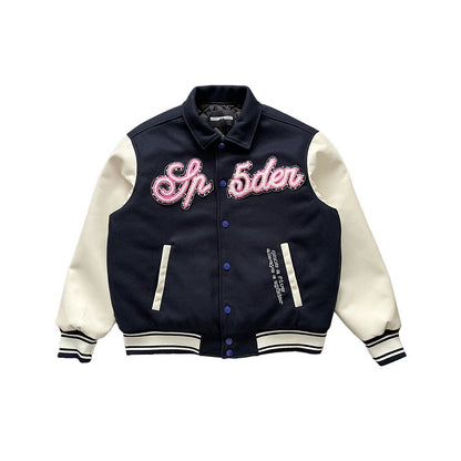 Sp5der worldwide 555555 Jacket European and American high street embroidered men s and women s jacket image 5