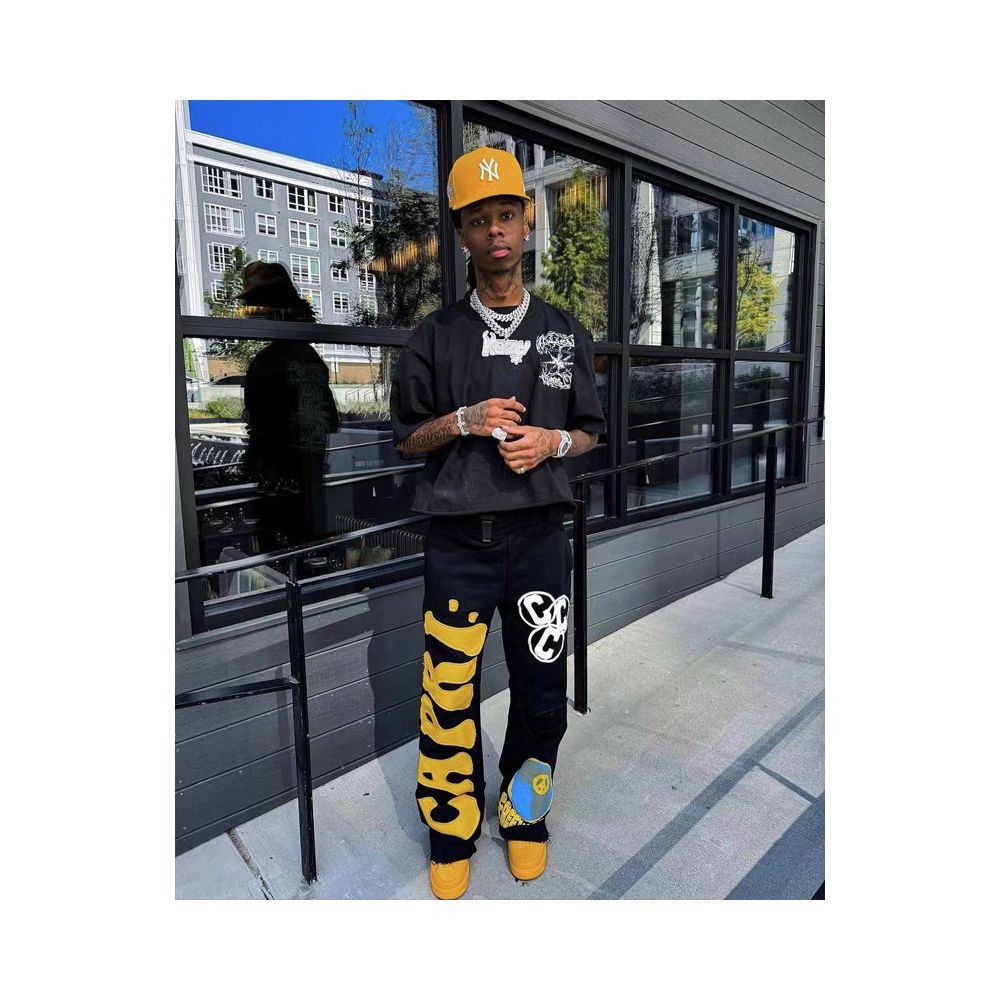 Hellstar Studios Project Capri Flared pants with horn splicing sports pants image 2