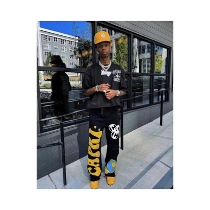 Hellstar Studios Project Capri Flared pants with horn splicing sports pants image 2