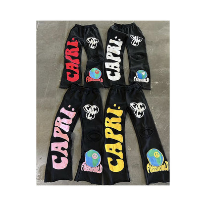 Hellstar Studios Project Capri Flared pants with horn splicing sports pants image 0