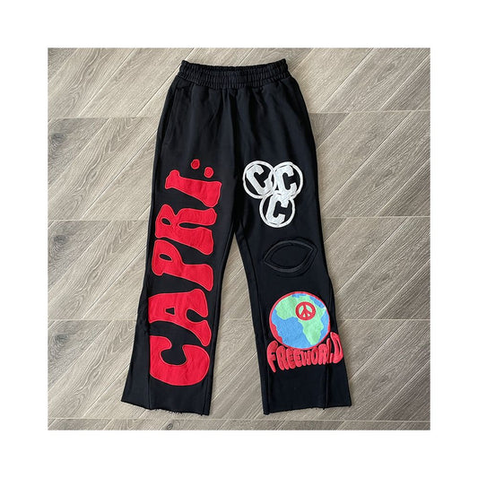 Hellstar Studios Project Capri Flared pants with horn splicing sports pants