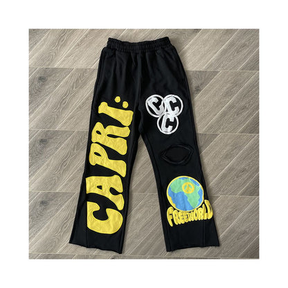 Hellstar Studios Project Capri Flared pants with horn splicing sports pants
