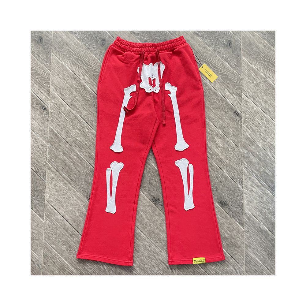 That s an Awful Lot of Cough Syrup Skeleton Embroidered Crack Printed Casual Pants