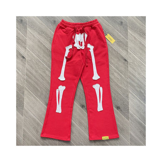 That s an Awful Lot of Cough Syrup Skeleton Embroidered Crack Printed Casual Pants