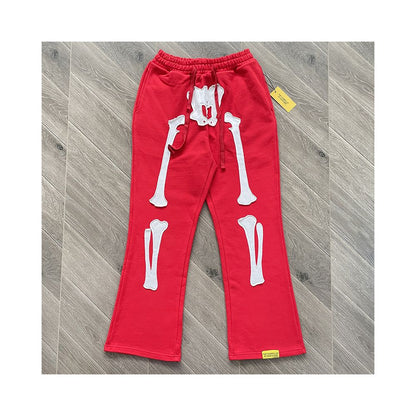 That s an Awful Lot of Cough Syrup Skeleton Embroidered Crack Printed Casual Pants