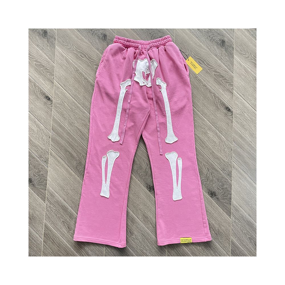 That s an Awful Lot of Cough Syrup Skeleton Embroidered Crack Printed Casual Pants