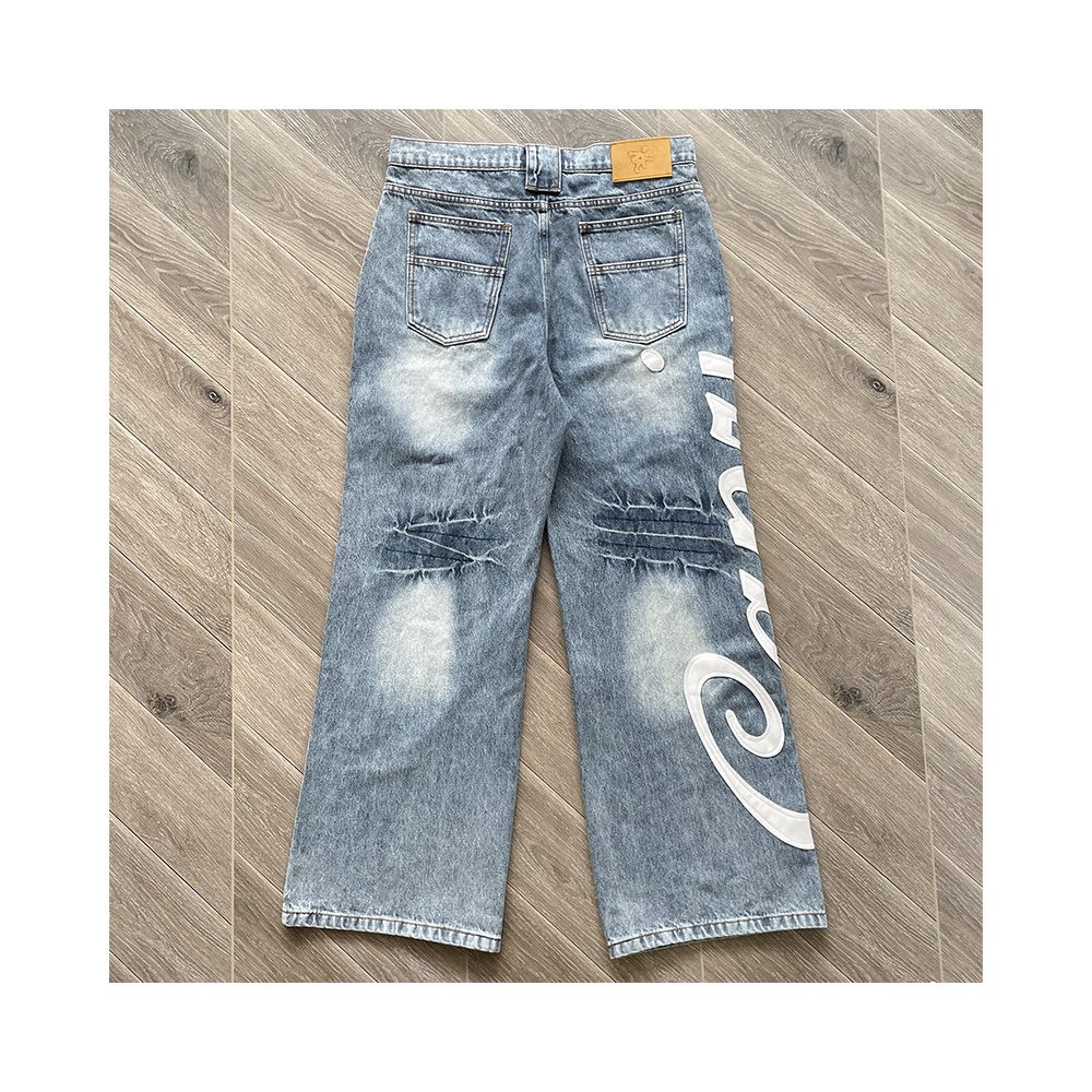Project Capri CAPRI LEATHER JEANS Personalized Piercing Embroidered High Street Casual Jeans image 4