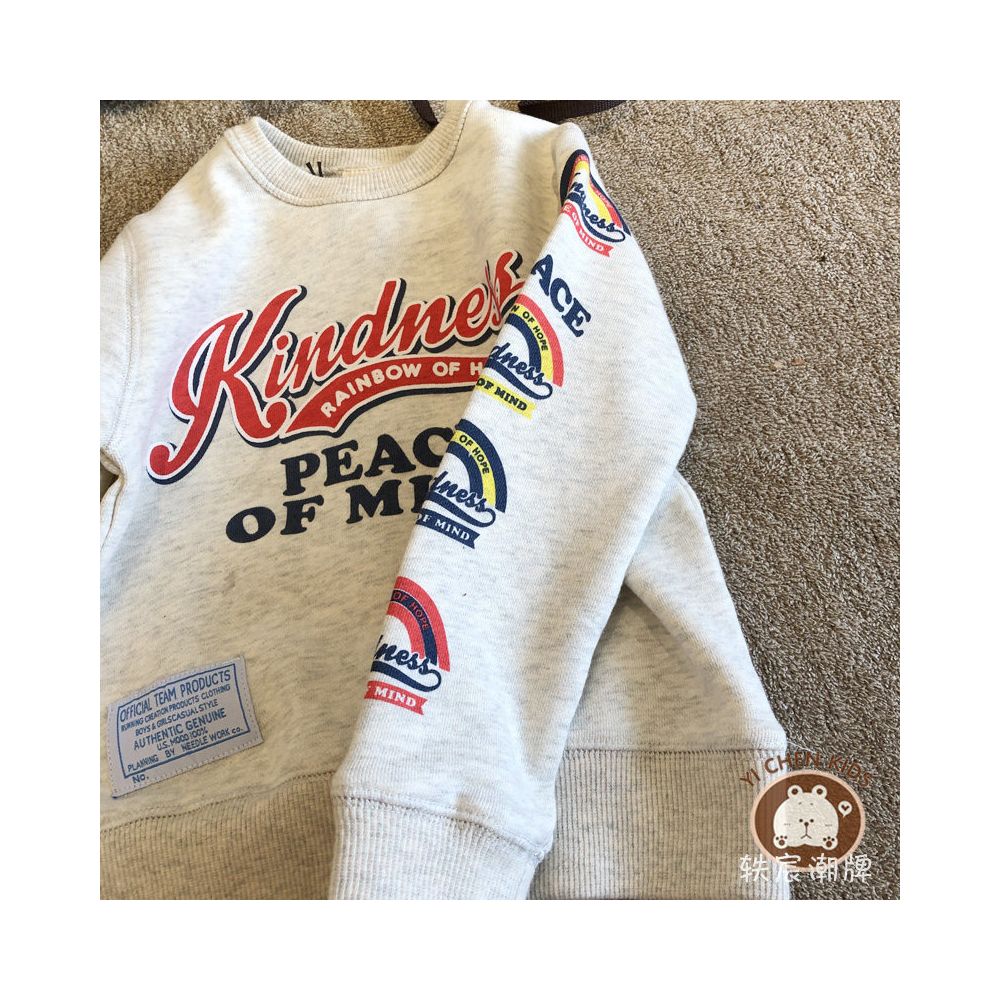 Yichen Chao brand children s clothing spring collection new color letter all cotton men s and women s looped pullover sweater looped sweatshirt image 3